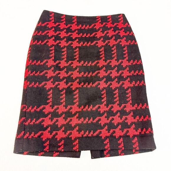 Talbots Plaid Patterned Pencil Skirt Black Red Size 6 - Picture 1 of 5